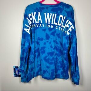 Alaska Wildlife Conversation Center Blue Tie Dye Spirit Jersey Shirt Top Small